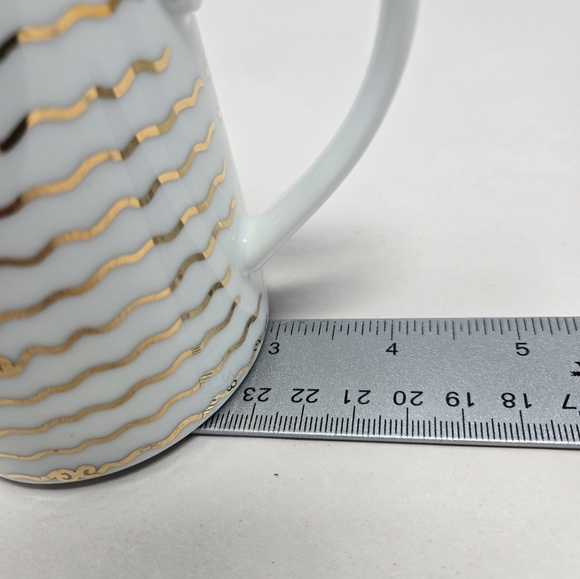 Pottery Barn Nile Coffee Cup Vintage Wavy Gold Line Over White Replacement Mug - Picture 10 of 11